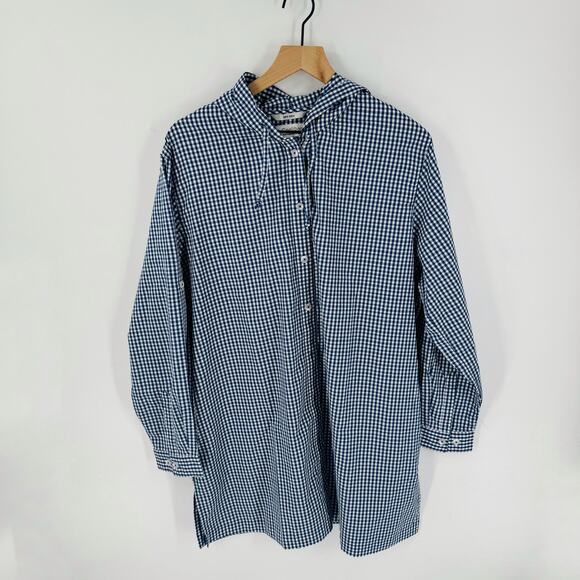 Coolibar Blue Gingham UPF 50+ Button Shirt Hooded Sun Protection XXL - Picture 8 of 8